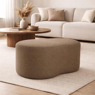 Puff Feijão Curvo Orgânico Redondo Sala Confortável Moderno Suede Capuccino