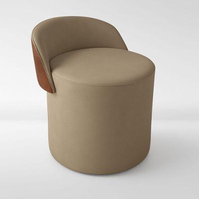 Puff Encosto Corino Suede Redondo Confortável Sala Moderno Capuccino