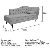 Diva Recamier Diana 160cm Lado Esquerdo Corano Cinza
