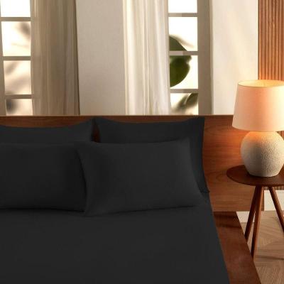 Jogo De Cama Malha Queen Liso Vivaldi 100% Algodão 03 Peças Preto