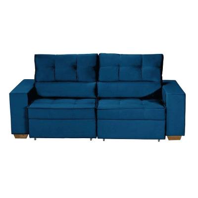 Sofá Baú San Marino Retrátil E Reclinável 3 Lugares Sofatec Azul
