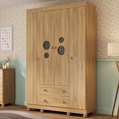 Guarda-roupa Infantil 122cm Com Vidro 4 Portas E 2 Gavetas Bombom Multimóveis MP4463 Madeirado