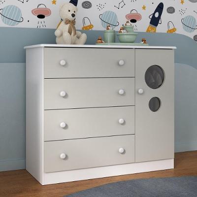 Cômoda Infantil Mp4469 4 Gavetas em Mdf com Puxador Plástico Branco Brilhante
