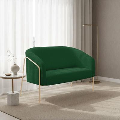 Sofá 2 Lugares Namoradeira Stella Base Industrial Alta Champanhe Bouclê Verde D03 - D'rossi