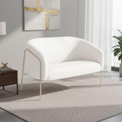 Sofá 2 Lugares Namoradeira Stella Industrial Alta Champanhe Sintético Branco D03 - D'rossi