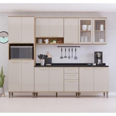 Cozinha Modulada Compacta 5 Peças Com Tampos E Sem Pia Isis Avelã/mocca Laca