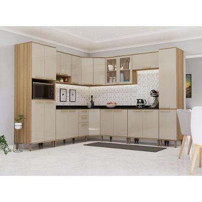 Cozinha Modulada Completa De Canto 10 Peças Com Tampos E Sem Avelã/mocca Laca