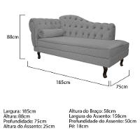 Diva Recamier Diana 185cm Lado Direito Suede Cinza - 7