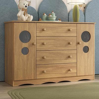 Cômoda Infantil Mp4475 4 Gavetas Mdf com Puxadores Plástico e Corrediças Telescópicas Amadeirado