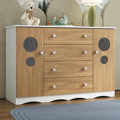 Cômoda Infantil MP4475 4 Gavetas em MDF com Puxador Plástico Branco Madeirado
