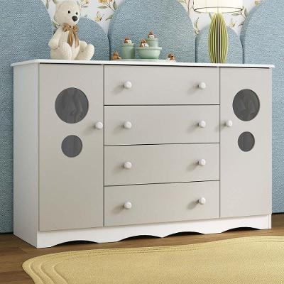 Cômoda Infantil MP4475 4 Gavetas em MDF com Puxador Plástico Branco Brilhante