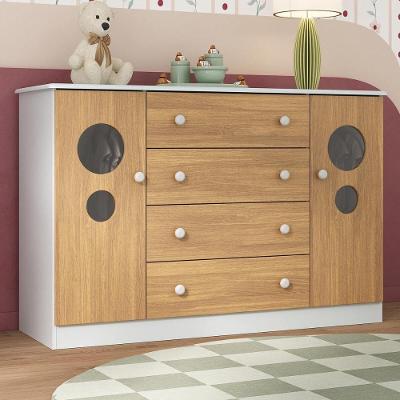Cômoda Infantil MP4470 4 Gavetas em MDF com Puxador Plástico Branco Fosco