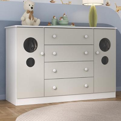 Cômoda Infantil MP4470 4 Gavetas MDP com Puxador Plástico Branco-off White
