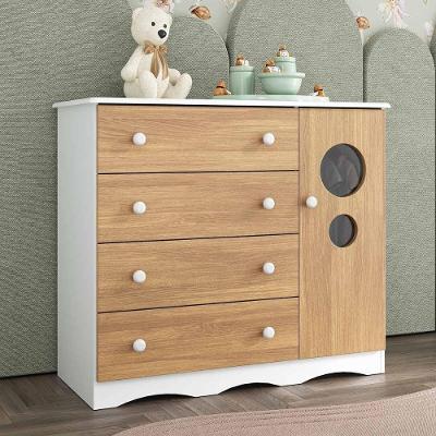 Cômoda Infantil Mp4474 4 Gavetas em Mdf com Puxador Plástico Branco Madeirado