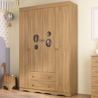 Guarda-roupa Infantil 122cm Com Vidro 4 Portas E 2 Gavetas Sonho Multimóveis MP4473 Madeirado