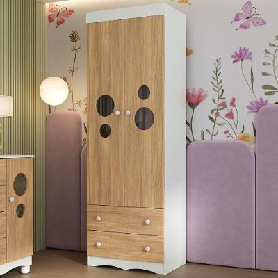Guarda-roupa Infantil 62cm 2 Portas Com Vidro E 2 Gavetas Sonho Multimóveis MP4471 Branco-madeirado