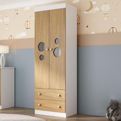 Guarda-roupa Infantil 62cm 2 Portas Com Vidro E 2 Gavetas Pirulito Multimóveis MP4466 Branco-madeirado