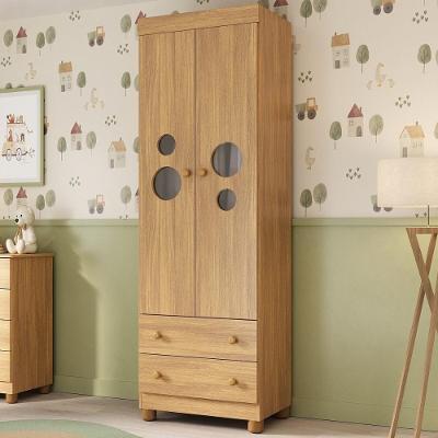 Guarda-roupa Infantil 62cm 2 Portas Com Vidro E 2 Gavetas Bombom Multimóveis MP4461 Madeirado
