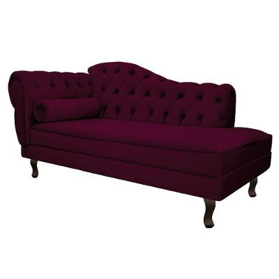 Diva Recamier Diana 185cm Lado Direito Suede Bordô