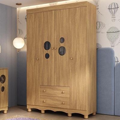 Guarda-roupa Infantil 122cm Com Vidro 4 Portas E 2 Gavetas Suspiro Multimóveis MP4458 Madeirado