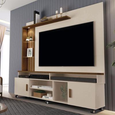 Home TV 65 Polegadas Ocean 184x200x45cm 6 Rodizios Led Off White/Canela