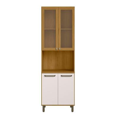 Paneleiro Cristaleira 4 Portas Criare Freijo Off Acetinado - Ssx Multicoisas