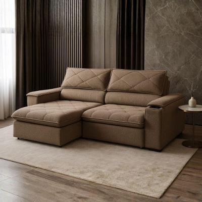 Sofá Retrátil Reclinável Mônaco 2,10 Metros Bouclê Marrom