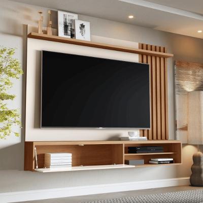Painel Tv Ripado Rack Suspenso Sala Estar Off White Freijó Off White Freijó