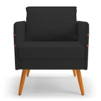 Kit 01 Namoradeira 02 Lugares E 01 Poltrona Mari Veludo Preto Pés Palito Castanho - D'rossi - 6