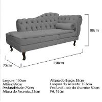 Kit Diva Recamier Diana 130cm Lado Esquerdo e 02 Poltronas Julia Suede Cinza - 3