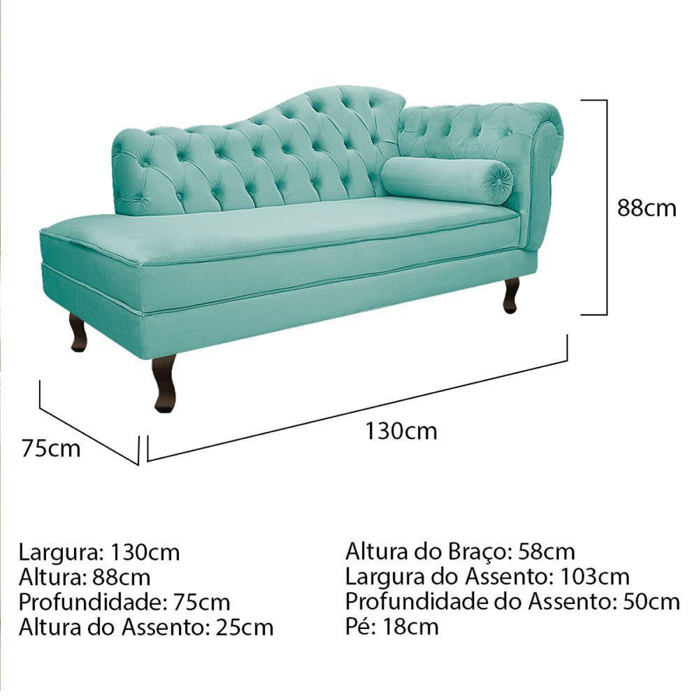 Kit Diva Recamier Diana 130cm Lado Esquerdo e 02 Poltronas Julia Suede Azul Tiffany - 6