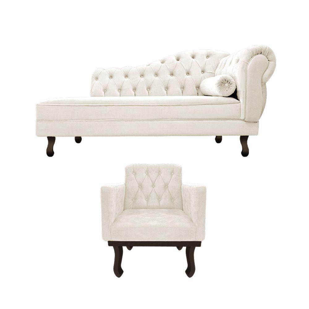 Kit Diva Recamier Diana 130cm Lado Esquerdo e 01 Poltrona Classic Corano Bege - 7