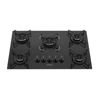Cooktop a Gás Itatiaia Essencial 5 Bocas Vidro Temperado com Acendimento Automático Preto Bivolt
