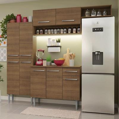 Armário de Cozinha Completa Emilly 3 Módulos 229cm Marrom Rústico