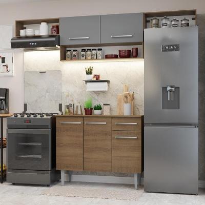 Armário De Cozinha Completa 225cm Rustic/cinza Emilly Madesa 01xa Rustic/cinza