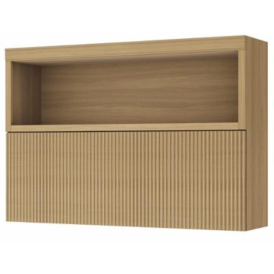 Armário Aéreo De Cozinha 1,20m Com Porta Basculante E Nicho 100% Mdf Mariah Carvalho Nesher Madeirado