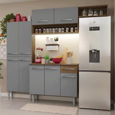Armário De Cozinha Completa 229cm Rustic/cinza Emilly Madesa 18xa Rustic/cinza