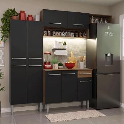 Armário De Cozinha Completa 229cm Rustic/preto Emilly Madesa 18 Rustic/preto