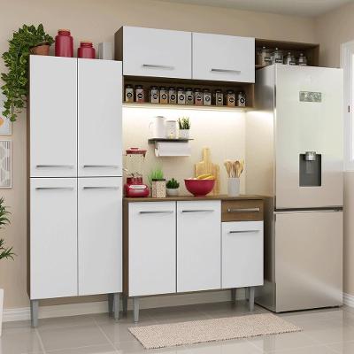 Armário De Cozinha Completa 229cm Rustic/branco Emilly Madesa 18 Rustic/branco