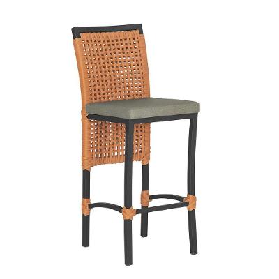 Banqueta Em Alumínio Roma Preta Corda Náutica Tecido 8 Terra Cota