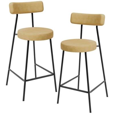 Kit 2 Banquetas Baixa Milão L02 Assento Couríssimo Base Aço Encosto Fixo Fendi