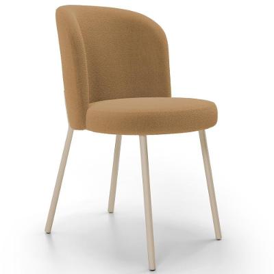 Cadeira Para Sala De Jantar Cozinha Estofada Gavi Arena L02 Bouclê Mostarda - Lyam Decor