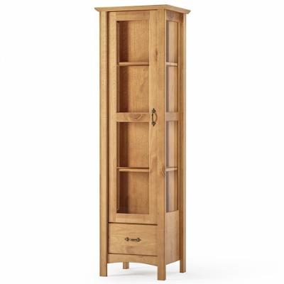 Cristaleira De Madeira Com Vidro 1 Porta 1 Gaveta Lira M06 Carvalho Fosco - Lyam Decor