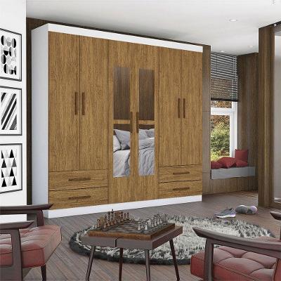 Guarda Roupa Casal Lu 6 Portas 4 Gavetas C/ Espelho Carioca