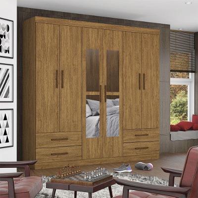 Guarda Roupa Casal Lu 6 Portas 4 Gavetas C/ Espelho Carioca