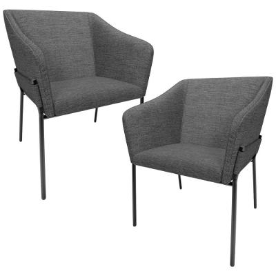 Kit 2 Cadeiras Para Sala De Jantar Estar Living Olívia L02 Linho Cinza Escuro - Lyam Decor