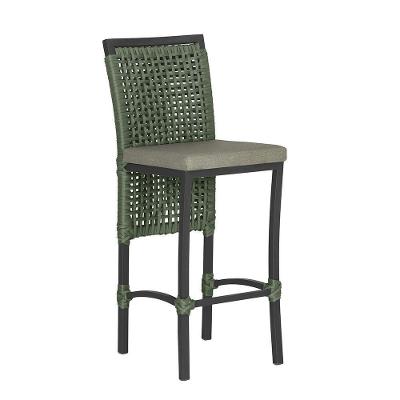 Banqueta Em Alumínio Roma Preta Corda Náutica Tecido 8 Verde