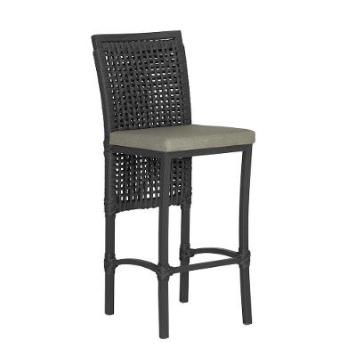 Banqueta Em Alumínio Roma Preta Corda Náutica Tecido 8 Preta