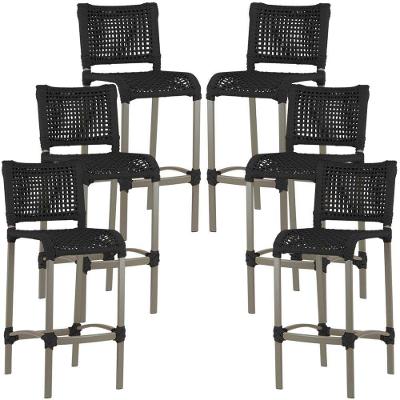 6 Banqueta Haiti Em Corda Náutica Alumínio Trama Original Preto