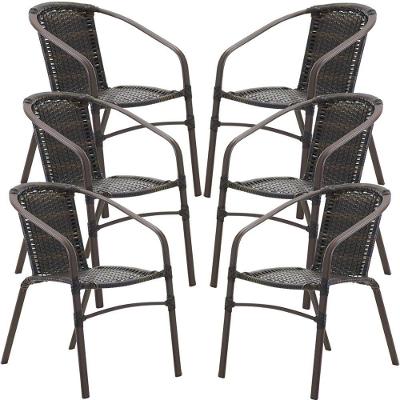 6 Cadeiras Floripa Em Alumínio Pintura Trama Original Pedra Ferro